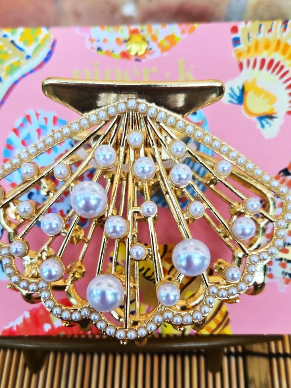 Faux Pearl Shell Hair Clip